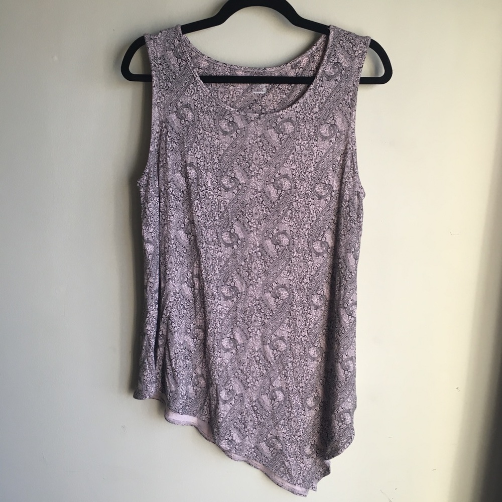 Ruff Hewn Grey - Asymmetrical Hem Tank Large